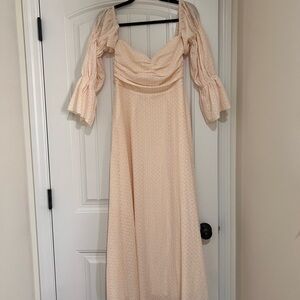 Corinne Cream Maxi Dress with Puff Sleeves Worth Collective